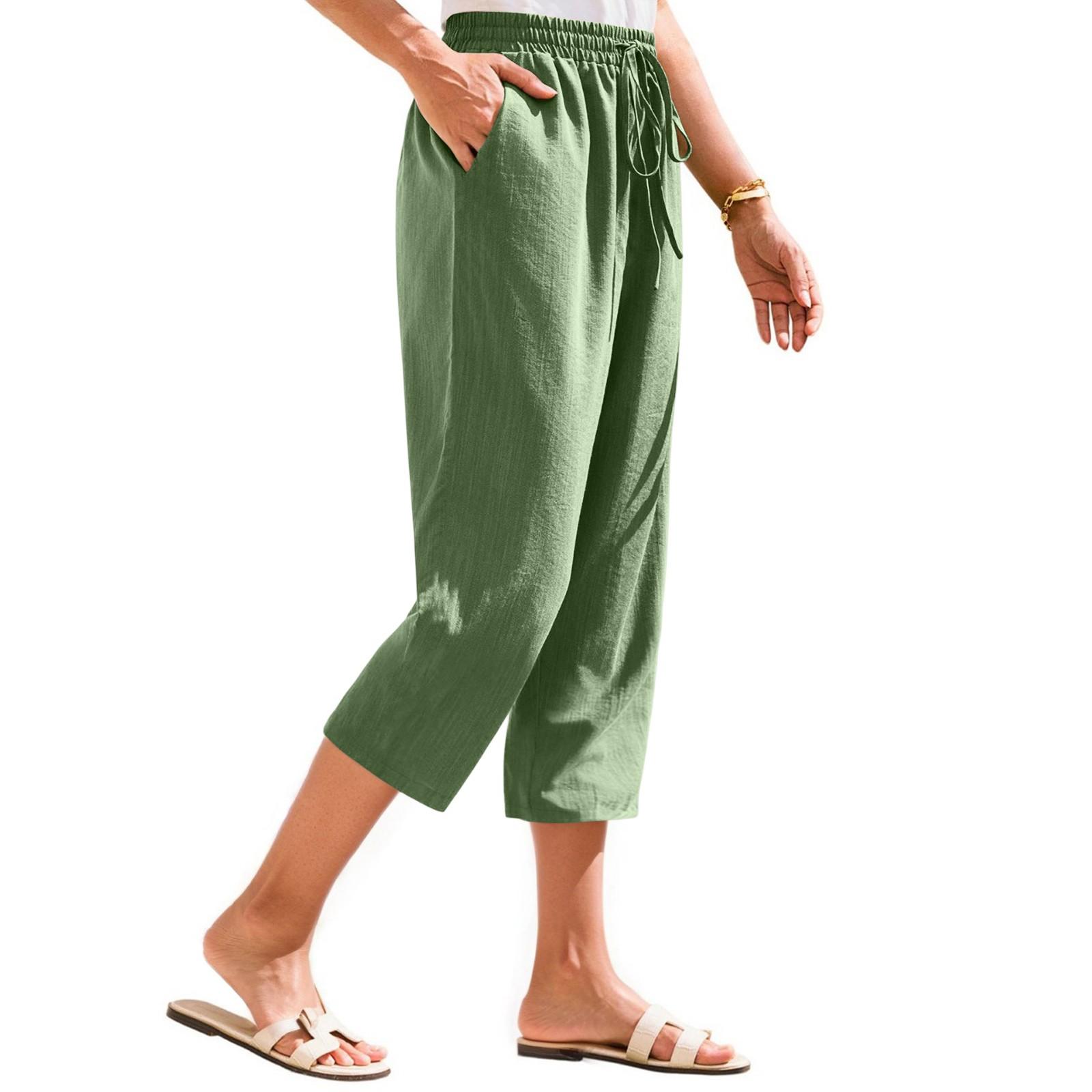 

Женские укороченные брюки Stralght Pants With Pockets Lightweight Caual Loose Trousers