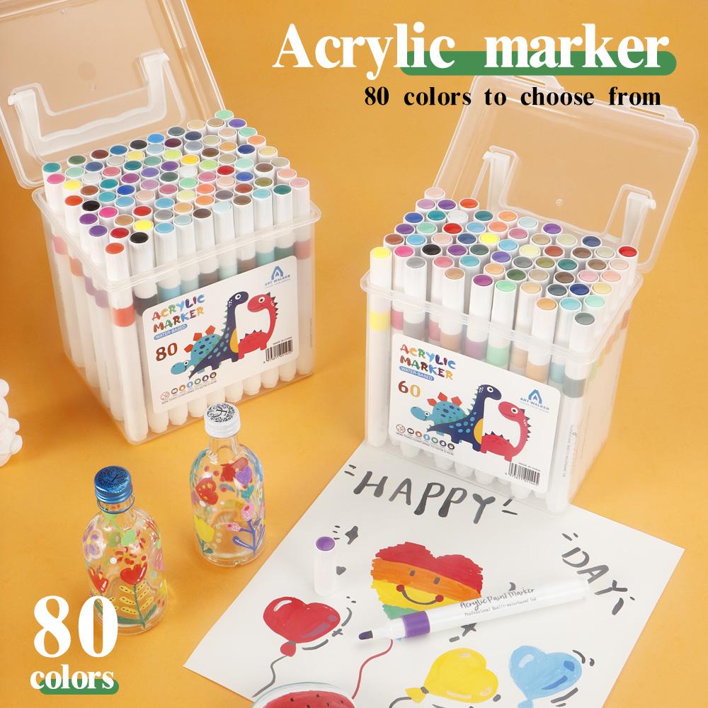 24-120 Colors Art Markers Quick-Drying Waterproof for Painting Wood Glass DIY CD Paper Kids Gift Art Stationery School Supplies