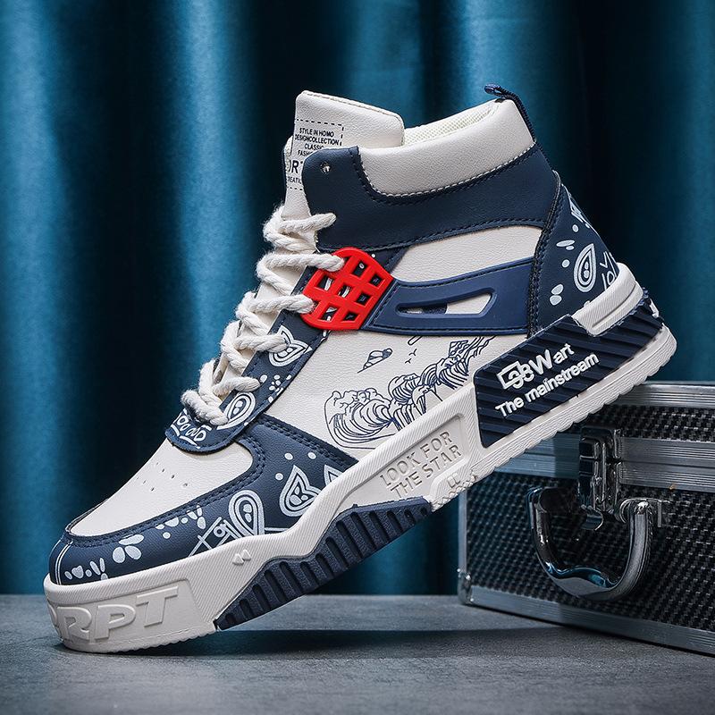 

Новая весенняя обувь для мужчин с высоким верхом, корейская повседневная обувь, модная трендовая спортивная обувь, универсальная мужская обувь 44