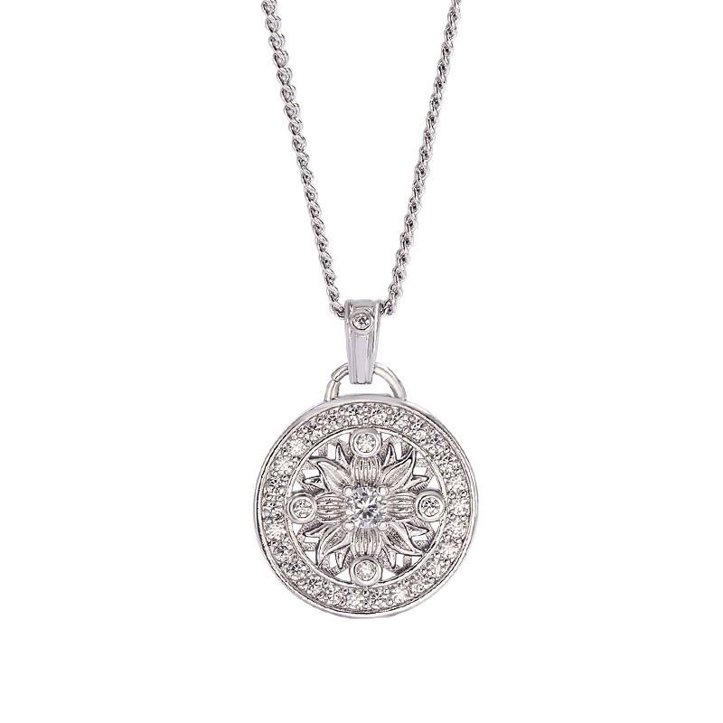 Elegante Diamantblumen-Kompass-Halskette: Damen Luxus Schlüsselbein Kette mit Ausziehbarem Design