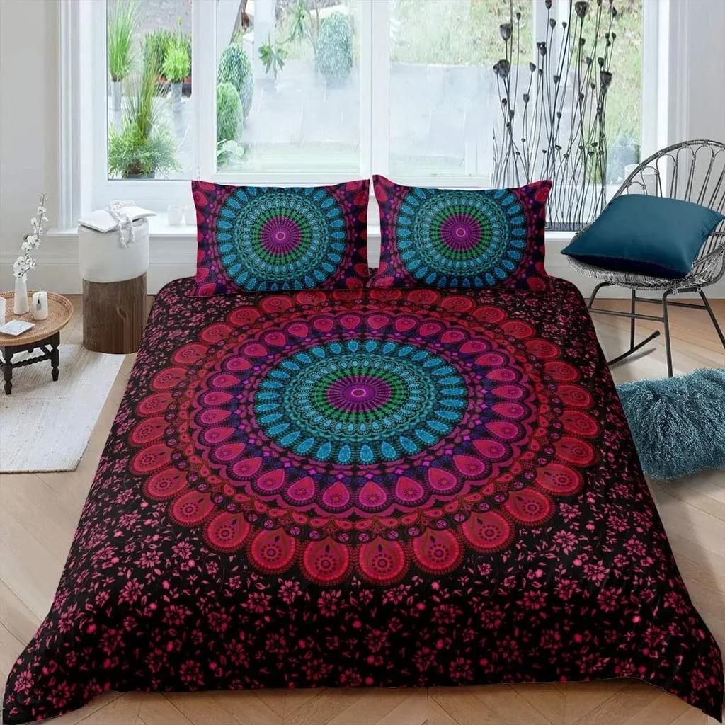 Comforter Mandala Galaxy Boho Chic Petal Flower Bohemian Meditation Gypsy Hippie Floral Retro Decor Women Gifts Queen Size