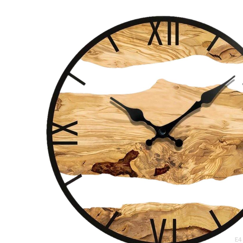 Wood Wall Clock Decorative Art 11.8 Inch Timepiece for Dining Room Office Bedroom Kitchen
