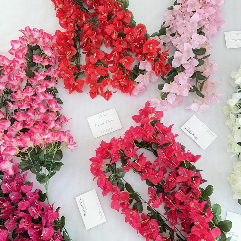 Artificial Bougainvillea Wall Hanging Flower Faux Silk Flower Bougainvillea Vine for Wedding Celling Home Hotel Floral Decor