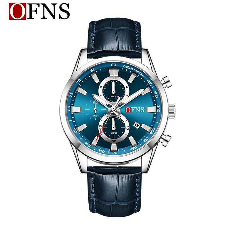 Oufanni 3D Sunburst Dial Quartz Calendar Watch, 30M Waterproof, 6-Hand Men s Business Accessory