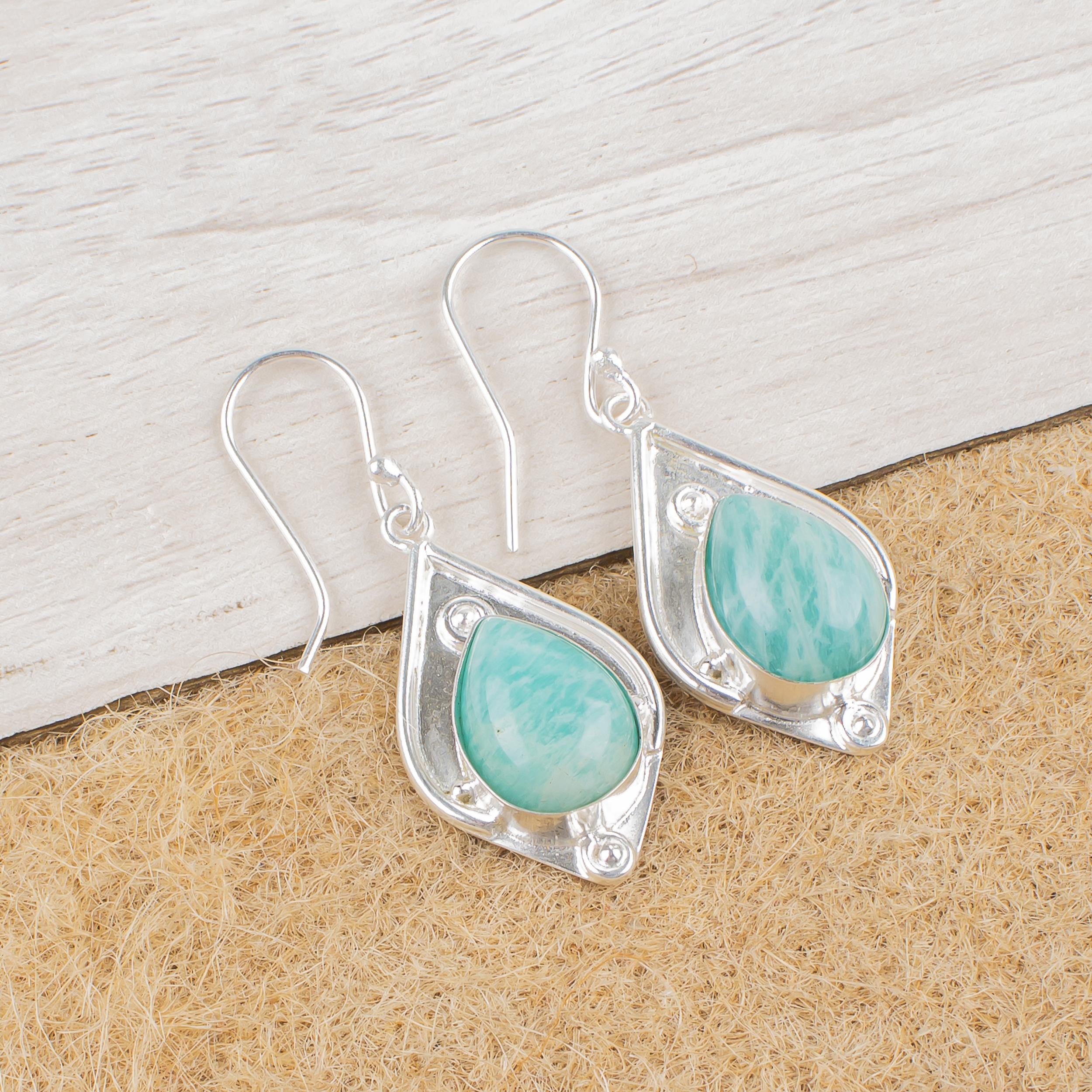 

Серьги из амазонита, 925 пробы цельные серебряные серьги, ювелирные изделия ручной работы с драгоценными камнями, подарки для жены, абсолютно новые серьги 1.90 Inches синий