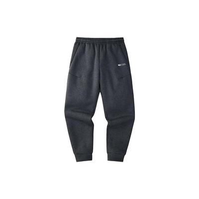 Training Series Solid Color Mid Waist Cuffed Fleece Thickened Knitted Sports Pants Men Pants Gray 952347303-1