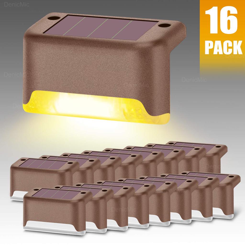 8/16pcs LED Solar Deck Light Solar Step Lights Outdoor Waterproof Lamp for Stairs Pathway Patio Yard
