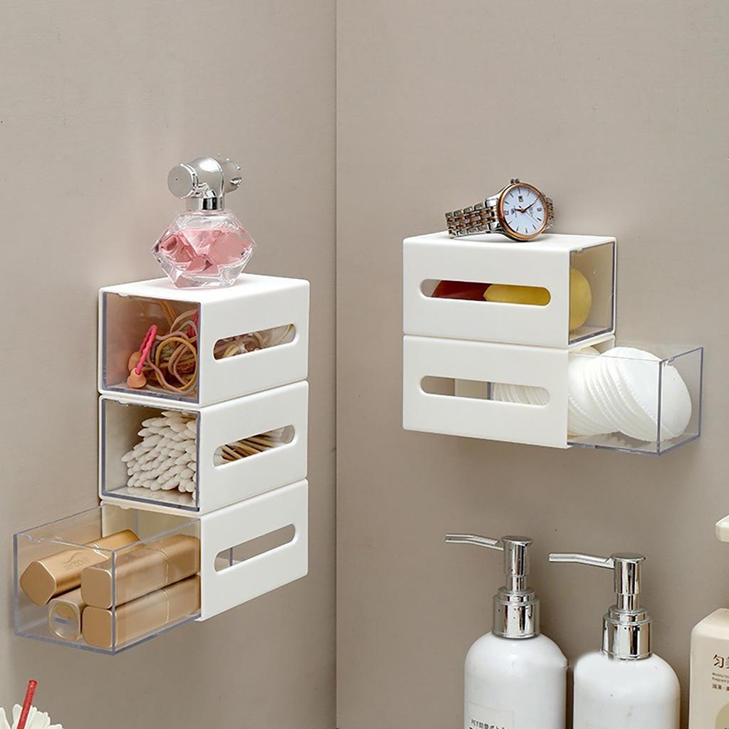 Bathroom Bidirectional Storage Box For Makeup Hair Ties Clips Holder Cotton Stick Makeup Oragnizer Pull-Out Case
