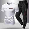 Men Casual Suit Spring and Summer Style Letter Print American Trend Sports Fashion Short Sleeved Pants Two-piece Set