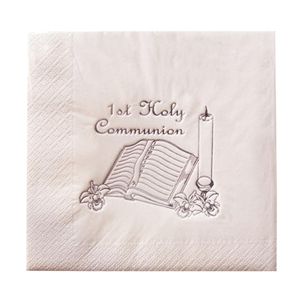 NPK First Holy Communion Design Foil Printed Napkins (Pack Of 15)