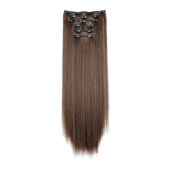 Women Clip-in Hair Extension Heat Resistant Fluffy Lightweight Invisible Natural Looking Thick Long Straight Synthetic Hairpiece