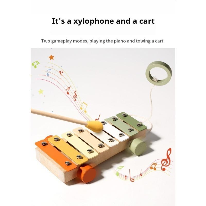 Early Education Puzzle Soothing Rattle Toy Montessori Orff Musical Instrument Baby Grip Training, Wooden
