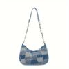 Retro Geometric Crossbody Bag with Detachable Chain Strap Vintage Shoulder Purse Zipper Closure & Polyester Lining for Casual Crossbody Purse