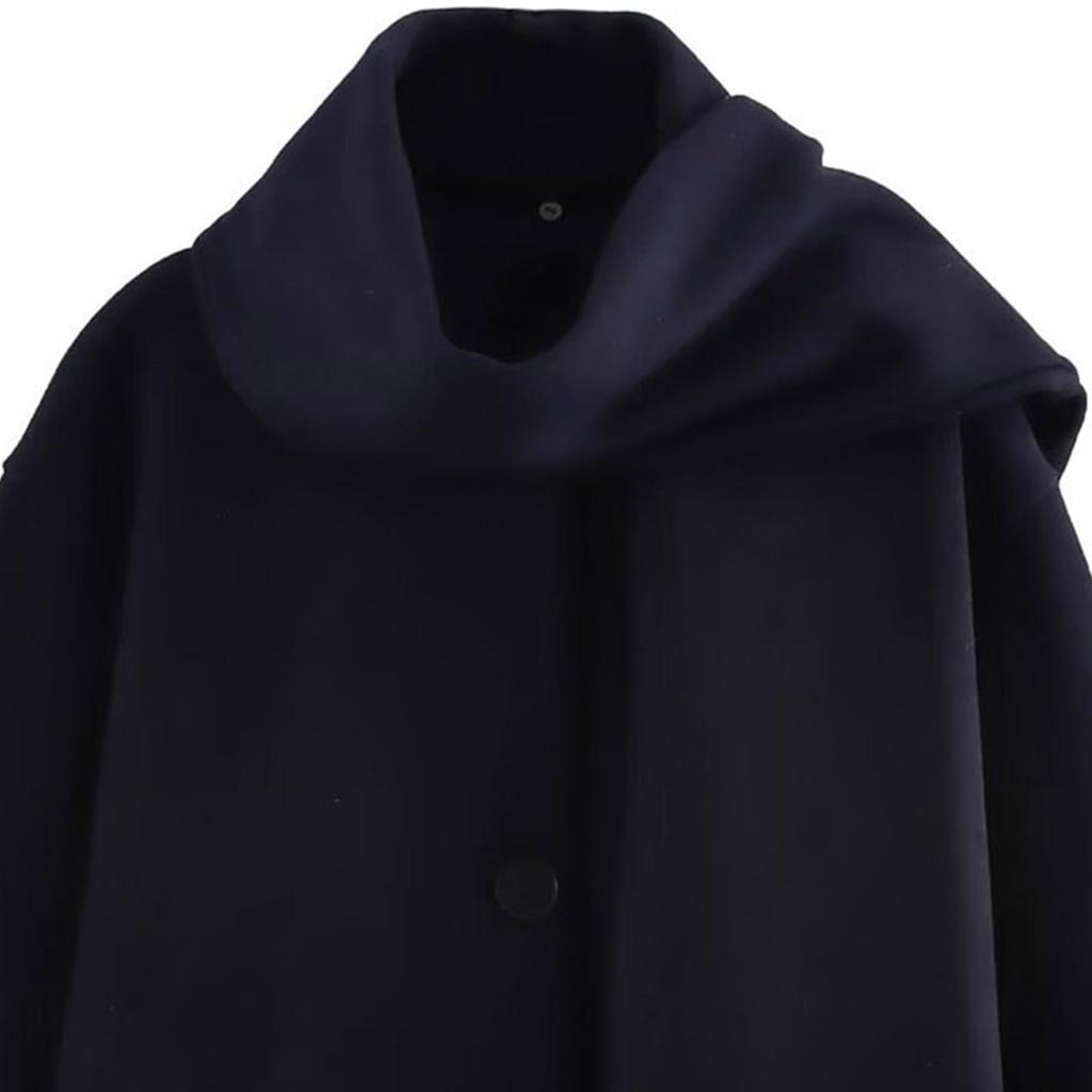 Fashionable Women's Casual Detachable Scarf Woolen Coat Jacket