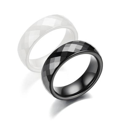 Stylish Diamond-Cut Ceramic Ring for Couples - European and American Fashion High-End Jewelry
