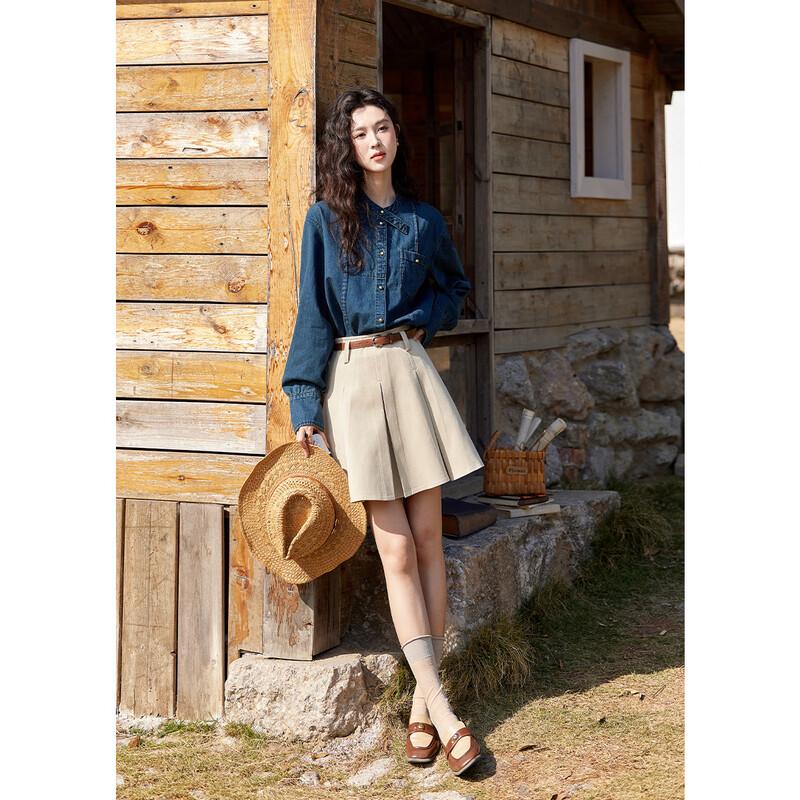 Women's French Retro Long-Sleeved Denim Shirt