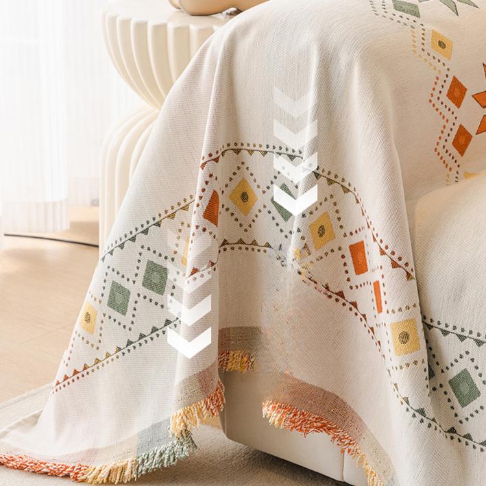 1pc Sofa Towel Bohemian Four Seasons Universal Cover Towel Ethnic Anti-Cat Scratching Sofa Cover Cloth Cream Style Light Luxury Universal Cover