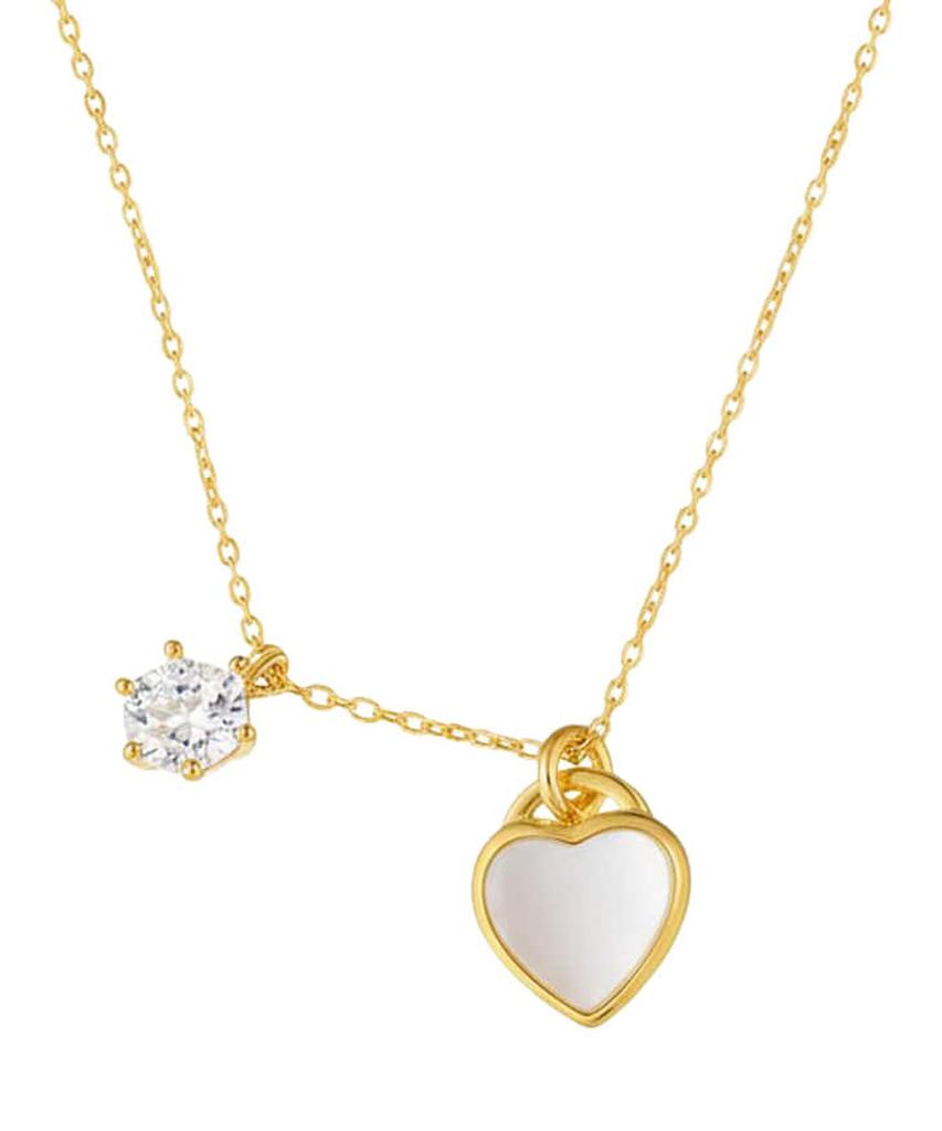 Alleun Silver 925 Epoch Heart Cubic Silver Necklace Bold