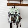 Süße Schleife Doppelschultertasche Karomuster Sternendruck Schultaschen für Schüler Gittermuster Vintage Minzgrün Kleiner Rucksack Schule