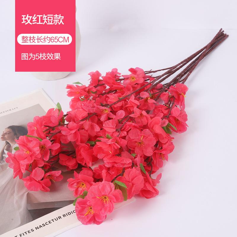 Simulation Peach Blossom Branch Fake Flower Single Dried Flower Cherry Blossom Living Room Ornament Branch Plum Blossom Silk Flower Fake Tree