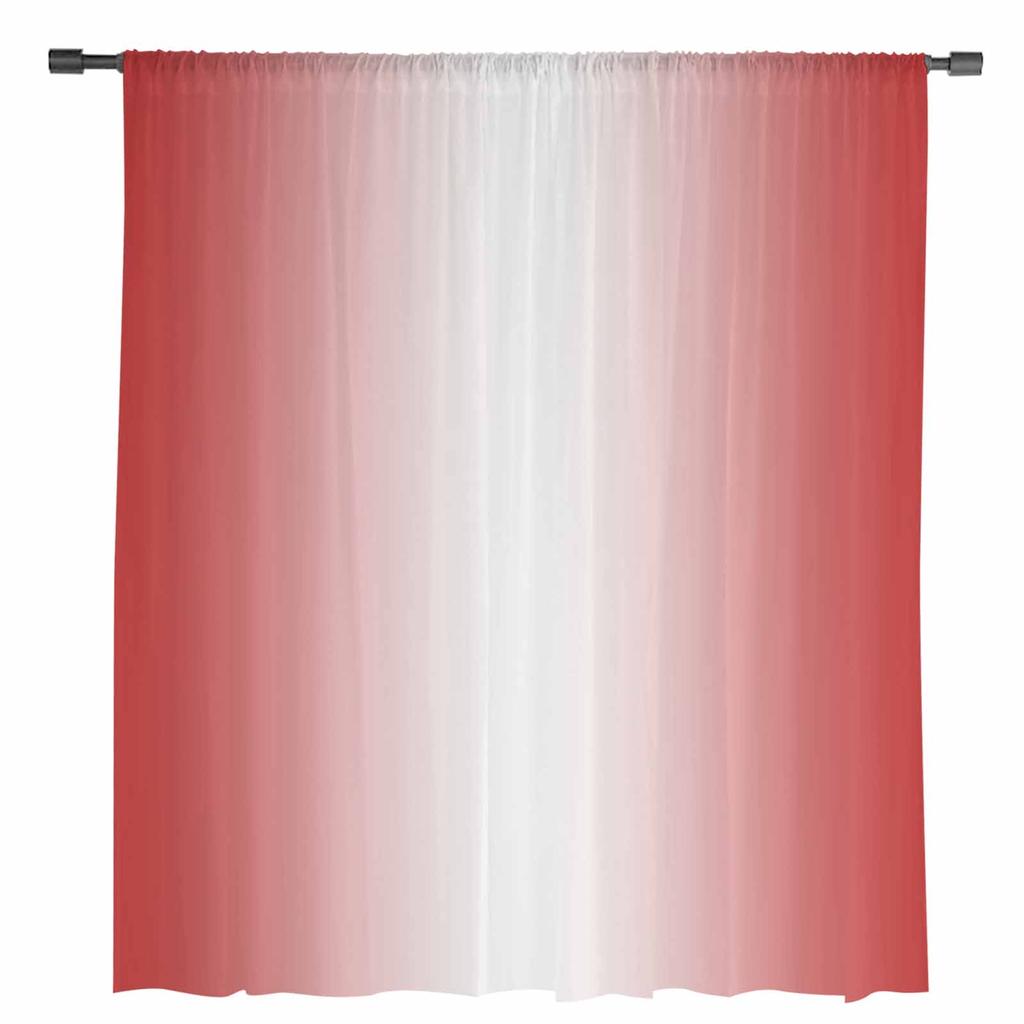 Red And White Gradient Sheer Drapes for Living Room Decoration Window Curtains for Kitchen Curtains