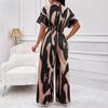 Spring/Summer Women's All-over Print Batwing Sleeve Wide-Leg Jumpsuit