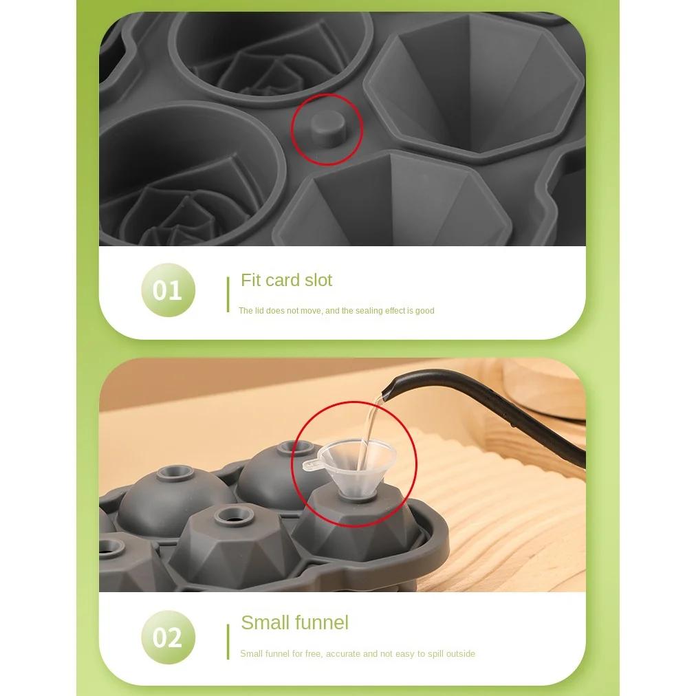 Rose Diamond Shape Ice Cube Mold Whisky Wine Cool Down Ice Maker Reusable Ice Cubes Tray Mold for Freezer with Lid