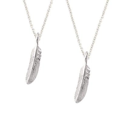 Shop Pair Necklace for Men and Gift Metal Made In 2 Pieces [Jewelry M] Women, Wrapping, Simple, Hypoallergenic, Japan, Motif, Feather, Silver,