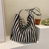 Korean Retro Artistic Striped Shoulder Bag - Large Capacity Fashion Tote