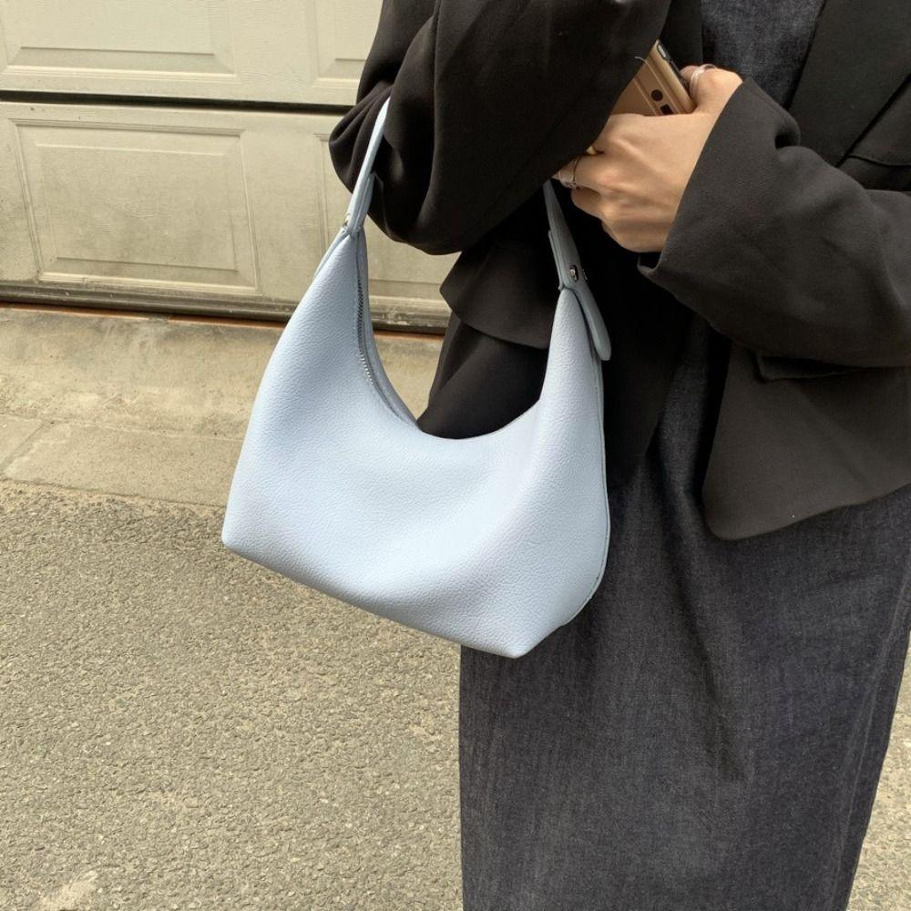 Large Capacity Shoulder Bag Korean Style French Style Handbag Portable PU Hobo Bag Travel