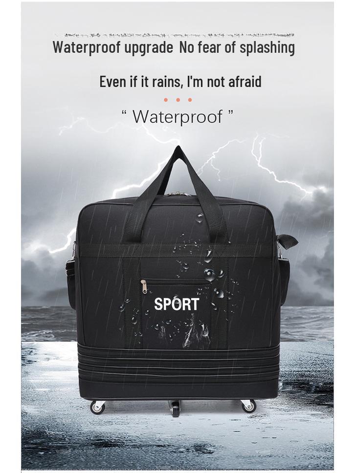 Bolsa de viagem dobrável de tecido Oxford xadrez de grande capacidade com rodas