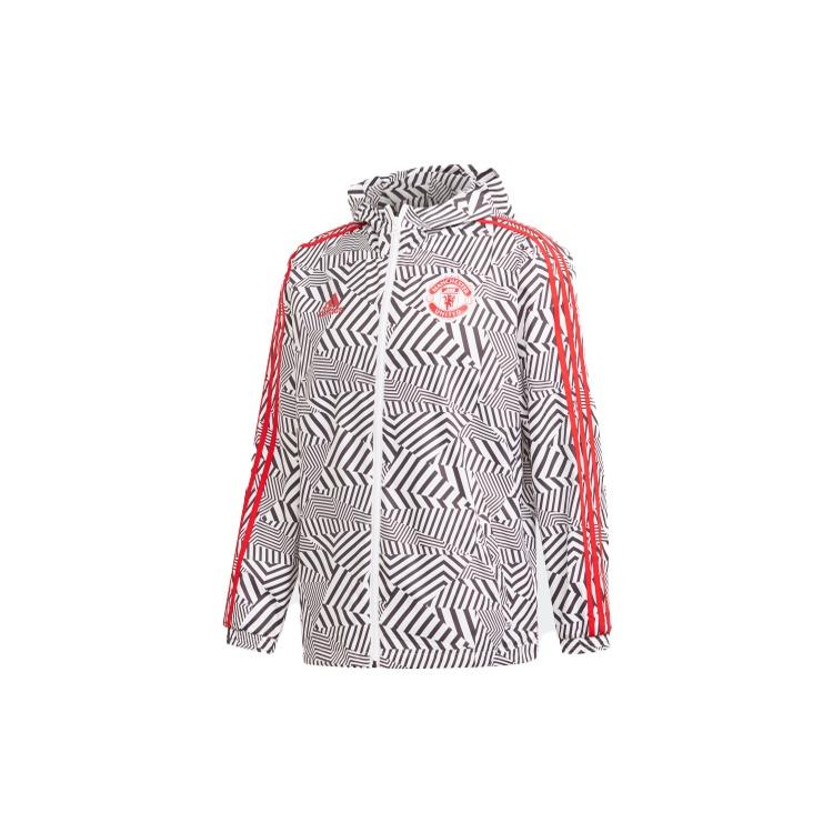 adidas Manchester United Soccer/Football Sports Hooded Jacket White Men s FR3843 L