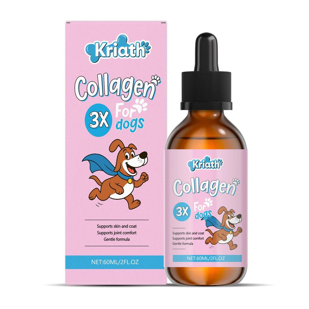 Kriath Honden Collageen Druppels, Milde Formule, Gewrichts-, Vacht- en Huidverzorging voor Honden, Voedingssupplement 60ml