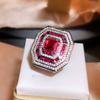 copper New Lady Magenta Wine Stained Rose Big Carat Zircon Ring Female Damascus Rose Diamond Ring Party Birthday Gift