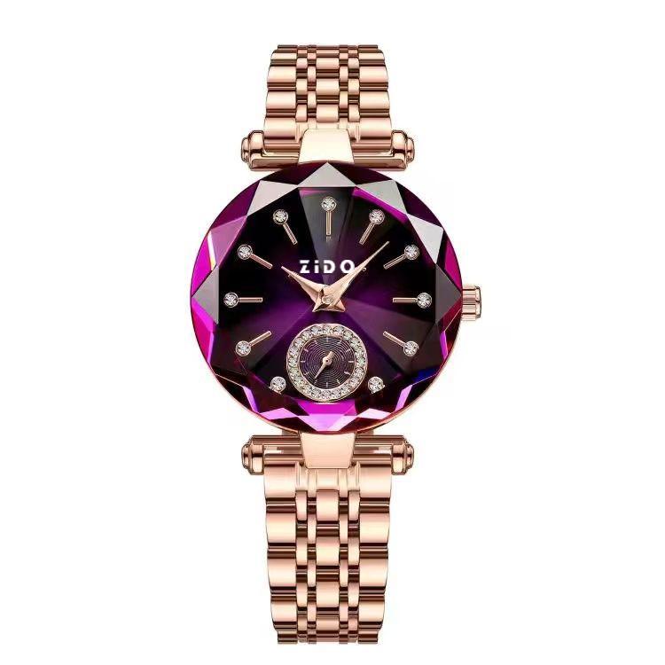 ZIDO Rose Gold Quartz Watch: Elegant Steel Strap for Women - High-End Fashion & Casual Luxury Wristwatch Without Gift Box шампанского/золотой