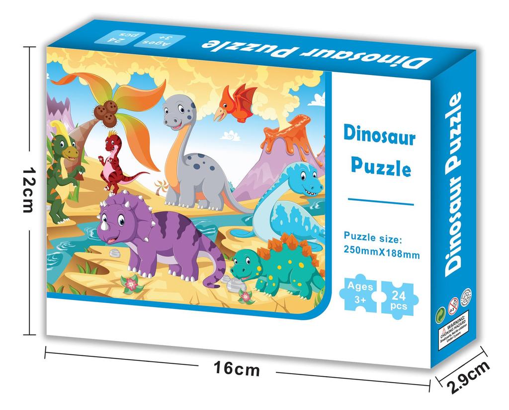 24-Piece Dinosaur Traffic Cognition Puzzle for Kids - Early Education Toy
