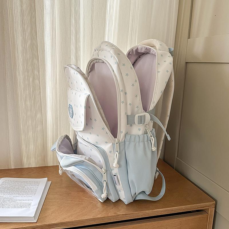 Stars Print Backpack Junior High School Students Class Book Bag Girls Large Capacity Schoolbag