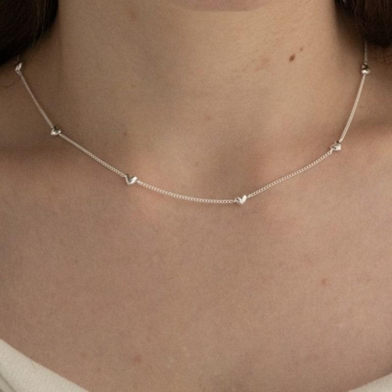 BEFORE MOONRISE [Silver 925] Tiny Heart Line Necklace SN212 - Silver