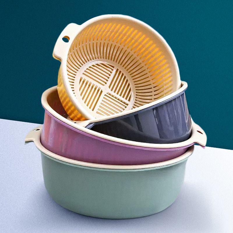 Dual-Layer Kitchen Storage Basket: Drainable, Multi-Purpose for Fruits & Vegetables