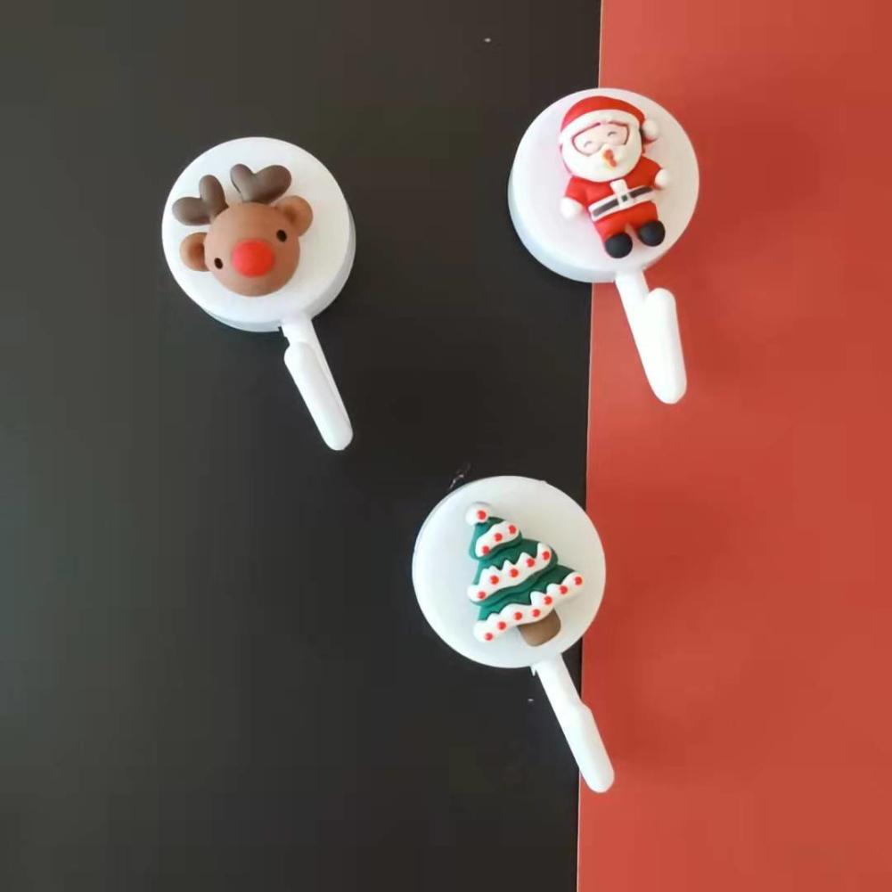 Christmas Sticky Hook Cartoon Viscose Seamless Bedroom Door Wall Kitchen Bathroom Cute Hook