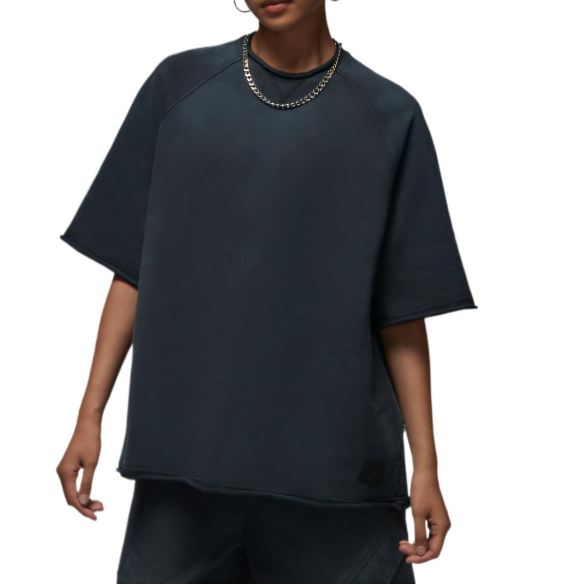 

Jordan Flight Fleece Удобная Универсальная Модная Простая Однотонная Футболка с Коротким Рукавом Реглан Женские Топы IB9851-010 M