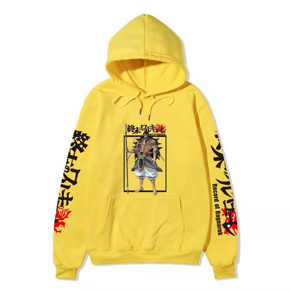 Record of Ragnarok Lu Bu Vollfarbiger Anime Hoodie Japanischer Drachen-Ärmeldruck Lässiger Pullover mit langen Ärmeln Sweatshirt