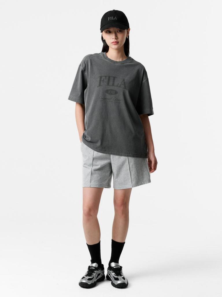 Hwilla Pigment Washed Lettering Short Sleeve T-Shirt (Fs262Rs01X001042)