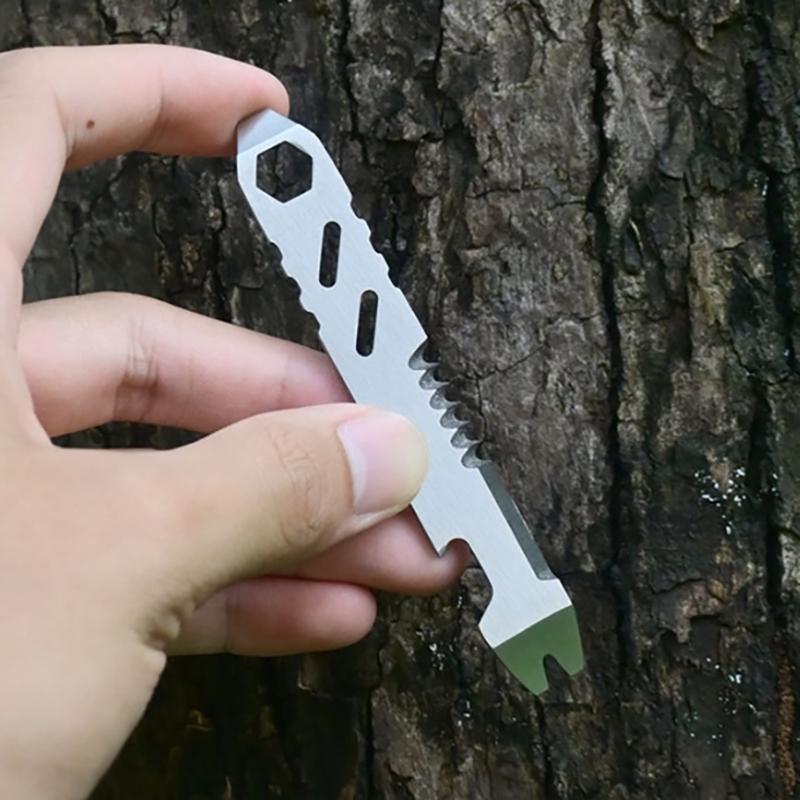 1 Stück Edelstahl Multifunktionaler Brecheisen Mini Tasche EDC Sechskantschlüssel Flaschenöffner Tragbar Outdoor Fahrradreparaturwerkzeug
