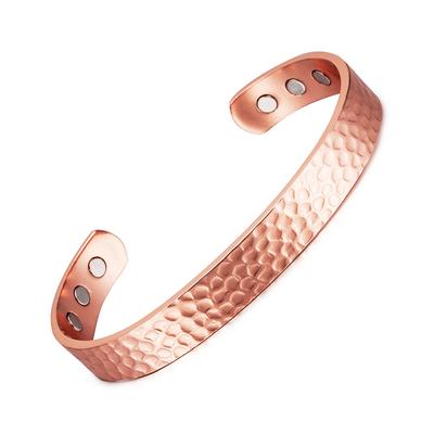 Pure Copper Bracelets for Women Men Rose Color Cuff Bangles Charms Health Energy Gauss Magnets
