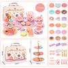 Tea Party Set for Little Girls,Kids Kitchen Pretend Play for Girls Boys Age 3-8, Kitchen Toys with Teapot,Cups,Plates & Storage Case,Princess Gift Set
