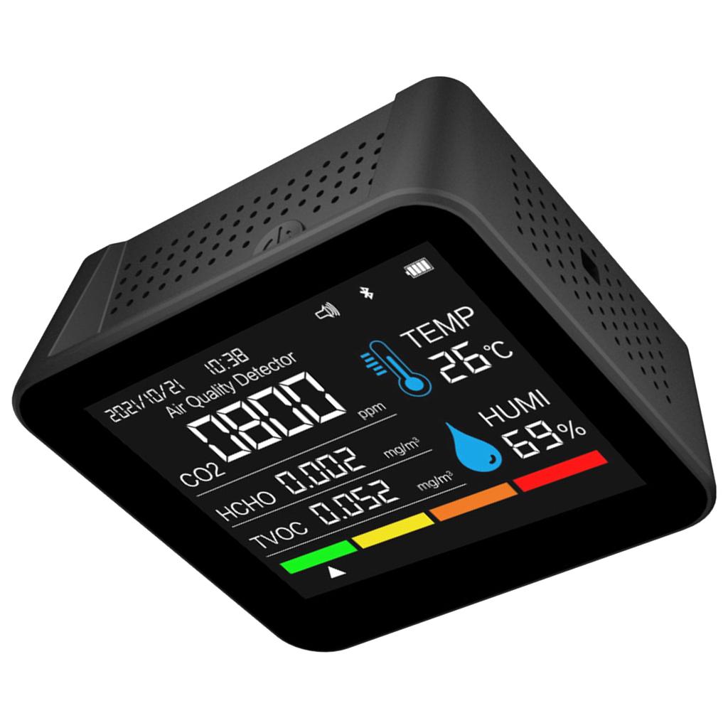 9 in 1 Indoor Air Quality Monitor Portable PM2.5 PM10 CO2 Detector with Temperature Humidity Formaldehyde TVOC Display
