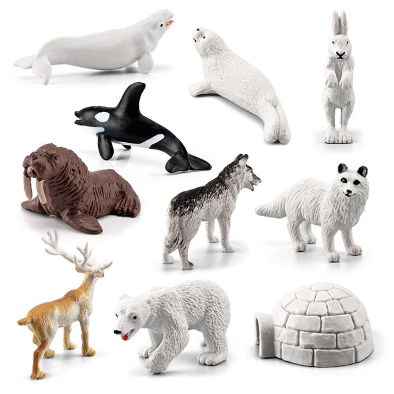 10 Pcs Arctic Animals Figurines Simulation Miniture Animals Models Kit Children Early Learning Tools