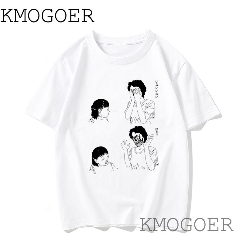 

Мужская футболка Junji Ito, летняя повседневная хлопковая футболка Japanis Terror Manga Women L белый