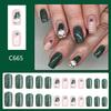 BEPAN 24Pcs Green Santa Press On Nails Short Glossy Square Full Cover Fake Nail Tips Christmas Tree with Glitter False Nail Festival